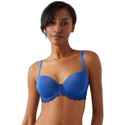 Wacoal Lingerie Women's Embrace Lace Contour Bra T-Shirt, Opaque, Blue, 34B Wacoal Lingerie Women's Embrace Lace Contour Bra T-Shirt, Opaque, Blue, 34B