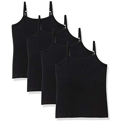 Amazon Essentials Girls' Shelf Layering Camisole, Pack of 4, Black, 11-12 Years Amazon Essentials Girls' Shelf Layering Camisole, Pack of 4, Black, 11-12 Years