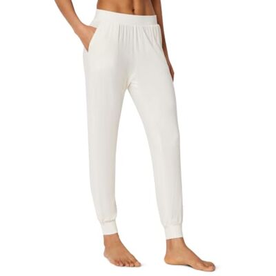 Amazon Essentials Women's Lightweight Knit Jersey Pyjama Bottoms, Jogger Lounge Sleep Wear with Pockets, Ivory, XS Amazon Essentials Women's Lightweight Knit Jersey Pyjama Bottoms, Jogger Lounge Sleep Wear with Pockets, Ivory, XS
