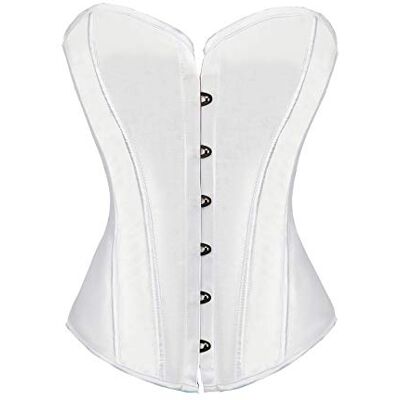 RHISLEO Women Classic Lace-up Floral Burlesque Basque Bustier Shaper Overbust Boned Corset Top RHISLEO Women Classic Lace-up Floral Burlesque Basque Bustier Shaper Overbust Boned Corset Top