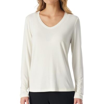 Schiesser Women's Long Sleeve Modal Sleep Shirt Mix + Relax Pyjama Top (Pack of 1), Naturweiss_184105, 14 Schiesser Women's Long Sleeve Modal Sleep Shirt Mix + Relax Pyjama Top (Pack of 1), Naturweiss_184105, 14