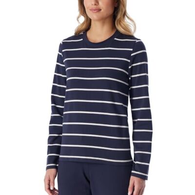 Schiesser Women's Long Sleeve Cotton Sleep Shirt Mix + Relax Pyjama Top (Pack of 1), Multicolor 2_184096, 12 Schiesser Women's Long Sleeve Cotton Sleep Shirt Mix + Relax Pyjama Top (Pack of 1), Multicolor 2_184096, 12