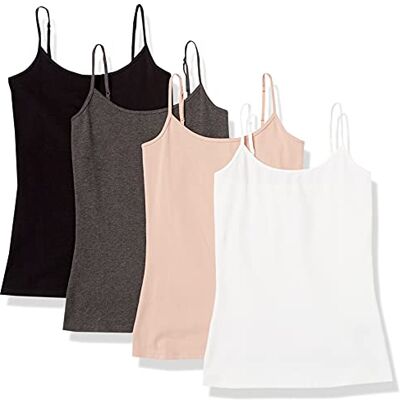 Amazon Essentials Women's Slim-Fit Camisole, Pack of 4, Black/Charcoal Heather/Dusty Pink/White, L Amazon Essentials Women's Slim-Fit Camisole, Pack of 4, Black/Charcoal Heather/Dusty Pink/White, L