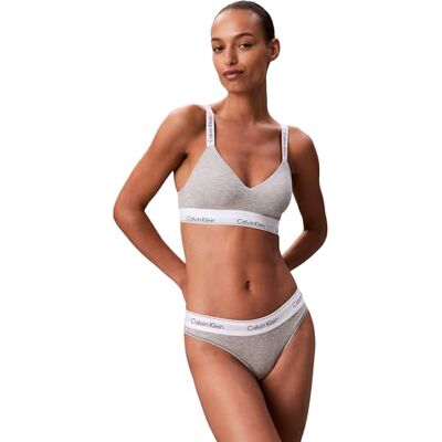 Calvin Klein Women’s Lightly Lined Bralette with Stretch Band, Grey (Grey Heather), S Calvin Klein Women’s Lightly Lined Bralette with Stretch Band, Grey (Grey Heather), S