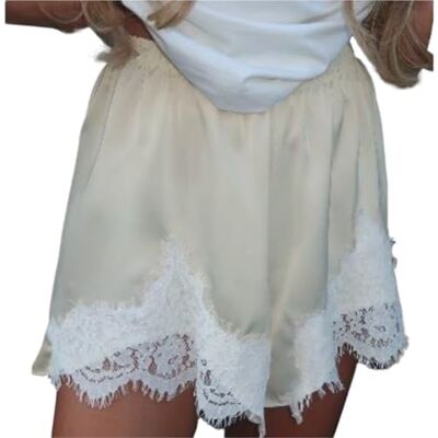 LXLAEOANG Women Satin Lace Mini Micro Coquette Lounge Pj Shorts Low Rise, Silky Fabric, Slip Bottoms LXLAEOANG Women Satin Lace Mini Micro Coquette Lounge Pj Shorts Low Rise, Silky Fabric, Slip Bottoms