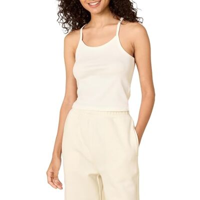 Amazon Essentials x Sofia Grainge Women's Micro-Ribbed Cropped Camisole, Ivory, S Amazon Essentials x Sofia Grainge Women's Micro-Ribbed Cropped Camisole, Ivory, S