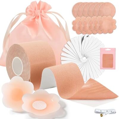 FITENOUGH Boob Tape, Breast Lift Boobtapes Push up, 12 Pcs Nipple Covers Invisible Tit Tape, 36 Pcs Double Sided Body Tape Fashion Tape, Boobtapes for Large Breasts A-G Cup FITENOUGH Boob Tape, Breast Lift Boobtapes Push up, 12 Pcs Nipple Covers Invisible Tit Tape, 36 Pcs Double Sided Body Tape Fashion Tape, Boobtapes for Large Breasts A-G Cup