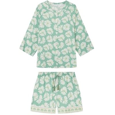 Women'secret Women's Geometric Print Capri Shirt Pajama Set, Green Print, S Women'secret Women's Geometric Print Capri Shirt Pajama Set, Green Print, S