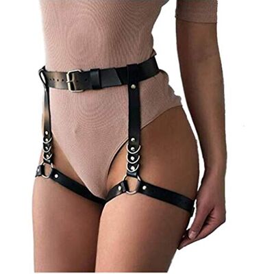 Pretishows Women Leather Harness Adjustable Punk Caged Waist Belts Leg Garters Harness Pretishows Women Leather Harness Adjustable Punk Caged Waist Belts Leg Garters Harness