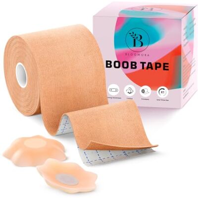 BLOOMORA Boob Tape Essential – 2” Wide Boobtape Silicone Nipple Covers Body Tape for Breast Lift Breast Lift Made for Fuller Support Strapless Bra Alternative Beige BLOOMORA Boob Tape Essential – 2” Wide Boobtape Silicone Nipple Covers Body Tape for Breast Lift Breast Lift Made for Fuller Support Strapless Bra Alternative Beige