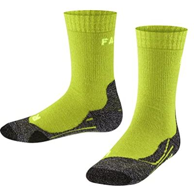 FALKE Unisex Kids TK2 K So Wool Thick Anti-Blister 1 Pair Hiking Socks, Yellow Lime 7601, 12-2.5 FALKE Unisex Kids TK2 K So Wool Thick Anti-Blister 1 Pair Hiking Socks, Yellow Lime 7601, 12-2.5