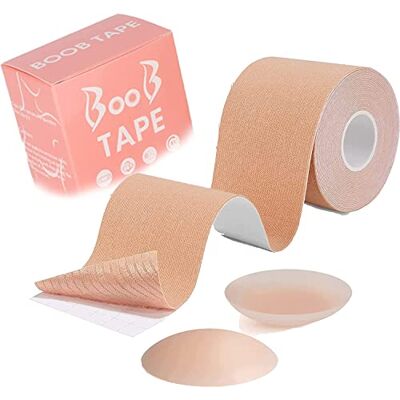 WROLY Boob Tape Strapless, Large Breasts, 2 Pcs Nipple Covers, Longer Tape Rolls WROLY Boob Tape Strapless, Large Breasts, 2 Pcs Nipple Covers, Longer Tape Rolls