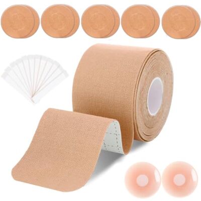 SERENTIS Boob Tape, 5Mx5cm Boob Tape for Breast Lift, Push up Body Tape 2Pcs Nipple Covers,10Fashion Tapes,10 Disposable Nipple Covers Supports Tape Breast Lift Exercise,Sports & Injury Recovery (Pink) SERENTIS Boob Tape, 5Mx5cm Boob Tape for Breast Lift, Push up Body Tape 2Pcs Nipple Covers,10Fashion Tapes,10 Disposable Nipple Covers Supports Tape Breast Lift Exercise,Sports & Injury Recovery (Pink)