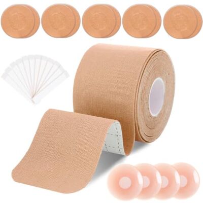 SERENTIS Boob Tape, 5Mx5cm Boob Tape for Breast Lift, Push up Body Tape 4Pcs Nipple Covers,10Fashion Tapes,10 Disposable Nipple Covers Supports Tape Breast Lift Exercise,Sports & Injury Recovery SERENTIS Boob Tape, 5Mx5cm Boob Tape for Breast Lift, Push up Body Tape 4Pcs Nipple Covers,10Fashion Tapes,10 Disposable Nipple Covers Supports Tape Breast Lift Exercise,Sports & Injury Recovery