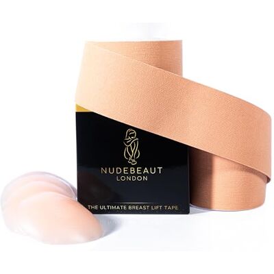 NUDEBEAUT Boob Tape Set for Lift & Support 8m Boobtapes 4 Reusable Nipple Covers body tape for Small & Large Breasts Strong Hold Invisible Bra for Women Waterproof Sweatproof & Skin-Friendly booby tape UK Brand NUDEBEAUT Boob Tape Set for Lift & Support 8m Boobtapes 4 Reusable Nipple Covers body tape for Small & Large Breasts Strong Hold Invisible Bra for Women Waterproof Sweatproof & Skin-Friendly booby tape UK Brand