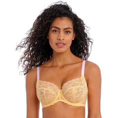 Freya Women's Offbeat Underwire Plunge Bra, Sheer, Lemon Fizz, 34FF Freya Women's Offbeat Underwire Plunge Bra, Sheer, Lemon Fizz, 34FF
