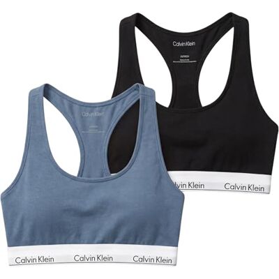 Calvin Klein Women's Bralette 2Pk LV00QF8494 Bralette, Multi (Black/Blue Tulip), 4XL Calvin Klein Women's Bralette 2Pk LV00QF8494 Bralette, Multi (Black/Blue Tulip), 4XL