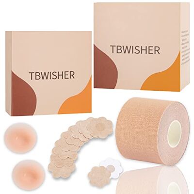 Tbwisher Boob Tape for Breast Lift Boobytape -Sticky Body Tape for Push up & Waterproof Bob Tape Beige Tbwisher Boob Tape for Breast Lift Boobytape -Sticky Body Tape for Push up & Waterproof Bob Tape Beige