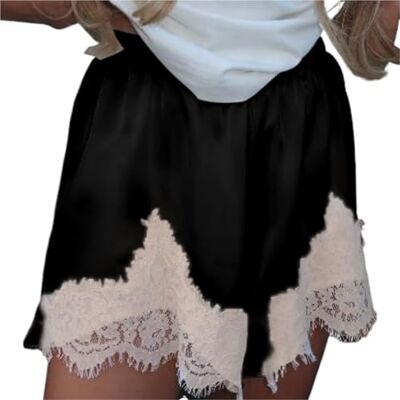 LXLAEOANG Women Satin Lace Mini Micro Coquette Lounge Pj Shorts Low Rise, Silky Fabric, Slip Bottoms LXLAEOANG Women Satin Lace Mini Micro Coquette Lounge Pj Shorts Low Rise, Silky Fabric, Slip Bottoms