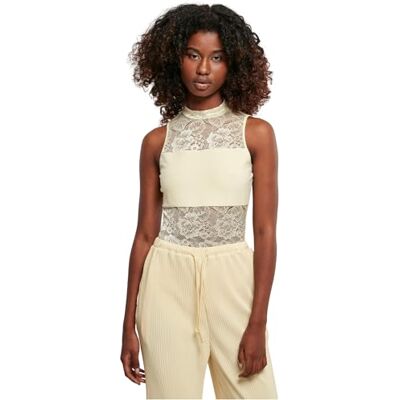 Urban Classics Women's Ladies Laces Bodysuit T-Shirt, Soft Yellow, Large Urban Classics Women's Ladies Laces Bodysuit T-Shirt, Soft Yellow, Large