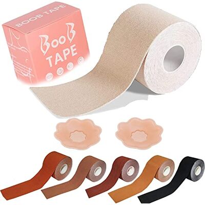 WROLY Boob Tape Strapless, Large Breasts, 2 Pcs Nipple Covers, Longer Tape Rolls WROLY Boob Tape Strapless, Large Breasts, 2 Pcs Nipple Covers, Longer Tape Rolls