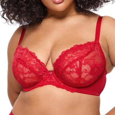Ann Summers Sexy Lace Fuller Bust Non Padded Plunge Bra Curve-Enhancing Womens Underwear with Underwire Support, Sheer Lace Cups & Power Mesh Wings Ann Summers Sexy Lace Fuller Bust Non Padded Plunge Bra Curve-Enhancing Womens Underwear with Underwire Support, Sheer Lace Cups & Power Mesh Wings