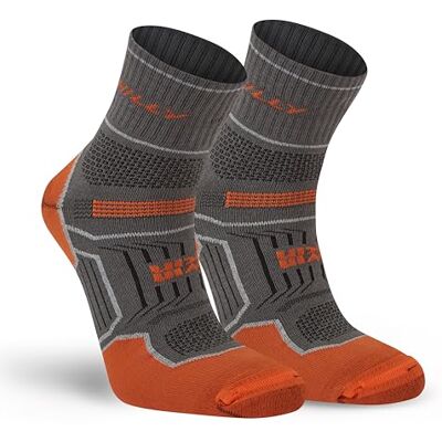 Hilly , Twin Skin, Anti Blister Anklet Med Cushioning, Dark Grey/Orange, L Hilly , Twin Skin, Anti Blister Anklet Med Cushioning, Dark Grey/Orange, L