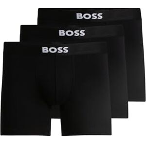 Boss Mens BoxerBr 3P ONE Three-Pack of Logo-Waistband Boxer Briefs in Stretch Cotton Black Boss Mens BoxerBr 3P ONE Three-Pack of Logo-Waistband Boxer Briefs in Stretch Cotton Black