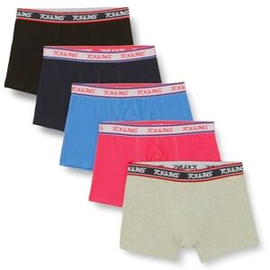 JACK & JONES Men's Jacmike Solid Trunks 5 Pack Boxer Shorts, Navy Blazer/Pack:Palace Blue-Pink Yarrow-Lgm-Black, M JACK & JONES Men's Jacmike Solid Trunks 5 Pack Boxer Shorts, Navy Blazer/Pack:Palace Blue-Pink Yarrow-Lgm-Black, M