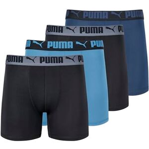 Puma Men's 4 Pack Active Stretch Boxer Briefs, Blue Combo, M Puma Men's 4 Pack Active Stretch Boxer Briefs, Blue Combo, M