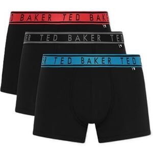 Ted Baker Mens Trunks, Cotton, 3-Pack, (TBB02), Black/Red-Black/Blue Danube, L Ted Baker Mens Trunks, Cotton, 3-Pack, (TBB02), Black/Red-Black/Blue Danube, L