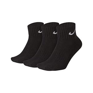 Nike unisex One Quarter 3PPK Value Socks, Black (Black/White), L