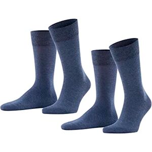 FALKE Men's Happy Double Pack M So Cotton Plain 2 Pairs Socks, Blue Navy Melange 6127, 11.5-14 FALKE Men's Happy Double Pack M So Cotton Plain 2 Pairs Socks, Blue Navy Melange 6127, 11.5-14