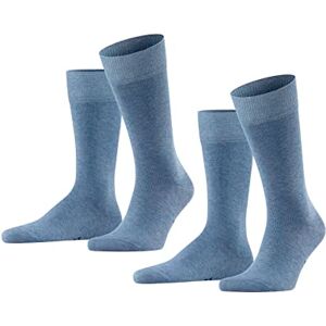 FALKE Men's Happy Double Pack M So Cotton Plain 2 Pairs Socks, Blue Light Denim 6660, 5.5-8 FALKE Men's Happy Double Pack M So Cotton Plain 2 Pairs Socks, Blue Light Denim 6660, 5.5-8