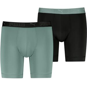 Puma Men's Microfiber Long Boxer, Green/Black, M (Pack of 2) Puma Men's Microfiber Long Boxer, Green/Black, M (Pack of 2)
