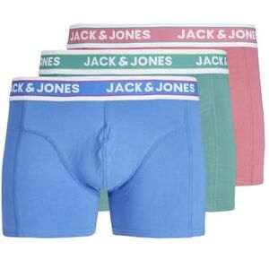 JACK & JONES Men's Jacconnor Solid Trunks 3 Pack Boxer Shorts, Palace Blue/Pack:Bottle Green-Rapture Rose, S JACK & JONES Men's Jacconnor Solid Trunks 3 Pack Boxer Shorts, Palace Blue/Pack:Bottle Green-Rapture Rose, S