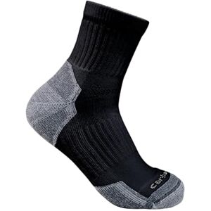 Carhartt Men's Midweight Cotton Blend Quarter Sock 3 Pack, Black, Large Carhartt Men's Midweight Cotton Blend Quarter Sock 3 Pack, Black, Large