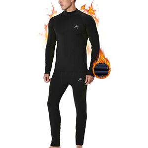 MeetHoo Men's Thermal Underwear Set, Fleece Lined High Neck Base Layer Compression Long Johns for Winter Running Skiing Black MeetHoo Men's Thermal Underwear Set, Fleece Lined High Neck Base Layer Compression Long Johns for Winter Running Skiing Black