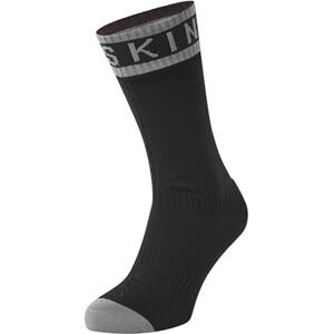 SEALSKINZ Unisex Waterproof Warm Weather Mid Length Sock with Hydrostop - Black/Grey, Medium