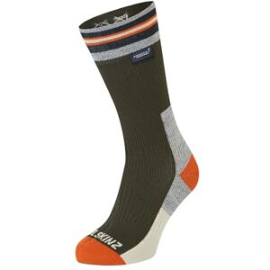 SEALSKINZ Surlingham Waterproof All Weather Mid Length Striped Cuff Sock, Olive, S SEALSKINZ Surlingham Waterproof All Weather Mid Length Striped Cuff Sock, Olive, S