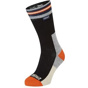 SEALSKINZ Surlingham Waterproof All Weather Mid Length Striped Cuff Sock, Black, S SEALSKINZ Surlingham Waterproof All Weather Mid Length Striped Cuff Sock, Black, S