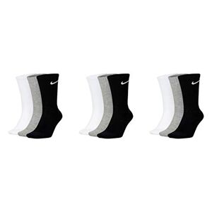 Nike U NK Everyday CUSH Crew 3PR Socks, wh(blk) / DGH(blk) / Blk(wh), Grey / Grey / Grey, 34