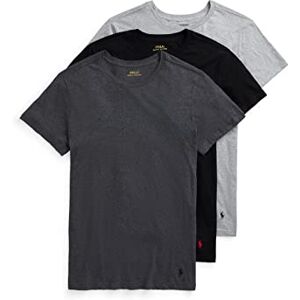 Ralph Lauren Slim Fit w/Wicking 3-Pack Crew Undershirts, Andover Heather Black, Madison Heather Black, Black/Red, S Ralph Lauren Slim Fit w/Wicking 3-Pack Crew Undershirts, Andover Heather Black, Madison Heather Black, Black/Red, S