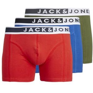 JACK & JONES Men's Jacjimmy Solid Trunks 3 Pack Boxer Shorts, Aurora Red/Pack:Cypress-True Blue, S (Pack of 3) JACK & JONES Men's Jacjimmy Solid Trunks 3 Pack Boxer Shorts, Aurora Red/Pack:Cypress-True Blue, S (Pack of 3)