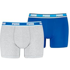 Puma Men's Logo Elastic Boxer, Blue/Grey Melange, L (Pack of 2) Puma Men's Logo Elastic Boxer, Blue/Grey Melange, L (Pack of 2)