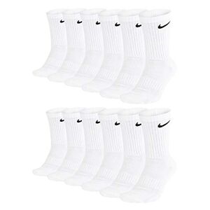Nike Men's Everyday Cushioned Crew Training Socks (6 Pairs), White, S