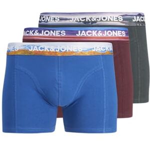 JACK & JONES Men's Jacwayne Solid Trunks 3 Pack Boxer Shorts, Forest River/Pack:True Blue-Vineyard Wine, L JACK & JONES Men's Jacwayne Solid Trunks 3 Pack Boxer Shorts, Forest River/Pack:True Blue-Vineyard Wine, L