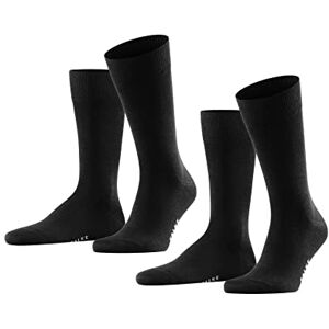 FALKE Men's Happy Double Pack M So Cotton Plain 2 Pairs Socks, Black 3000, 5.5-8 FALKE Men's Happy Double Pack M So Cotton Plain 2 Pairs Socks, Black 3000, 5.5-8