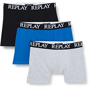 Replay I101102-004-N175 BOXER Style 01/C Basic Cuff Logo 3pcs Box Boxer Men's BLACK/GREY MELANGE/TURQUOISE Size XL Replay I101102-004-N175 BOXER Style 01/C Basic Cuff Logo 3pcs Box Boxer Men's BLACK/GREY MELANGE/TURQUOISE Size XL