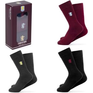 The Gift Scholars Aston Villa FC Mens 3 Pack Essential Dress Socks, Plain Black Claret & Charcoal Embroidered Lion Crest, Official AVFC Merchandise Gift, Size UK 7-11 The Gift Scholars Aston Villa FC Mens 3 Pack Essential Dress Socks, Plain Black Claret & Charcoal Embroidered Lion Crest, Official AVFC Merchandise Gift, Size UK 7-11